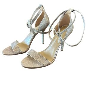 Michael Kors Silver/Pale Gold  Womens Astrid Ankle Strap Open Toe Heels size 9.5